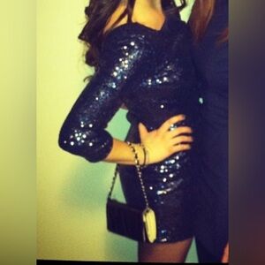 Tobi Mini Navy Sequin Dress